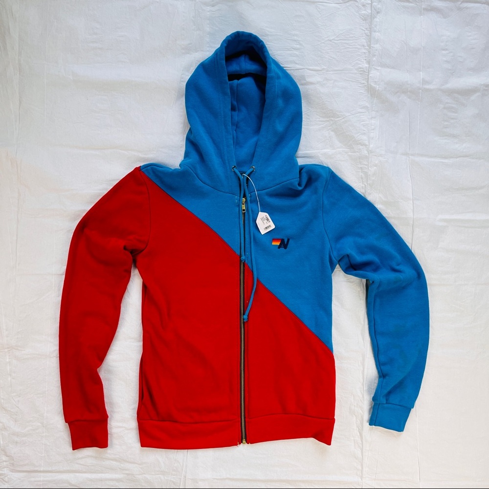 Aviator Nation Adult Small Glider Zip Hoodie - Cherry/Dresden